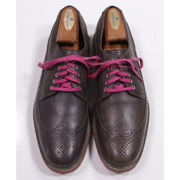 Cole Haan Brown Pink Pebble Grain Wingtip Oxford Leather Dress Shoes 9M